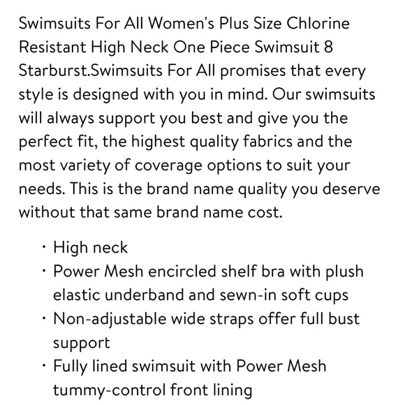 Swimsuits for All “Starburst” High Neck One Piece Swimsuit 🩱 CHLORINE RESISTANT - Picture 6 of 6